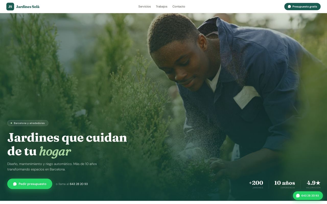 Ejemplo de web para empresa de jardinería