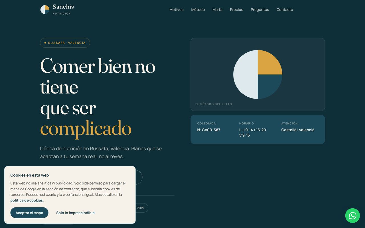 Ejemplo de web para clínica de nutrición